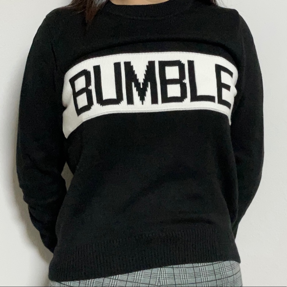 Bumble Logo Hillflint Black and White Knit Sweater Size S
